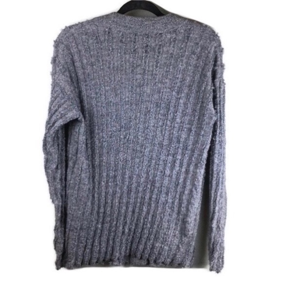 T Alexander Wang Merino Wool Raw Edge Ribbed Gray Button Front Cardigan Medium - Picture 2 of 9